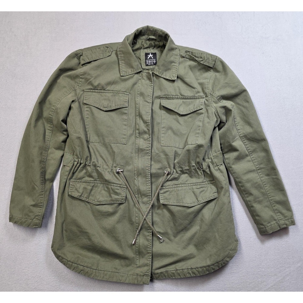 Atmosphere Jacket Womens 6 Green Utility Parka Believe Embroidered Floral Heart